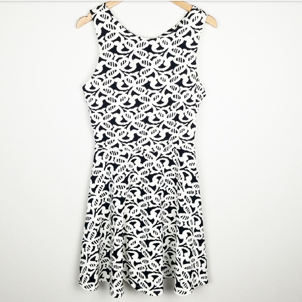 Charming Charlie Black and White Skater Dress